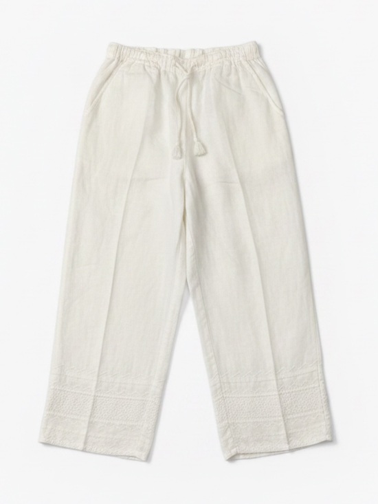 St. Tropez Pants - St. Tropez 100% Linen White Pull-On Elastic Waist Wide Leg Pants Size Small